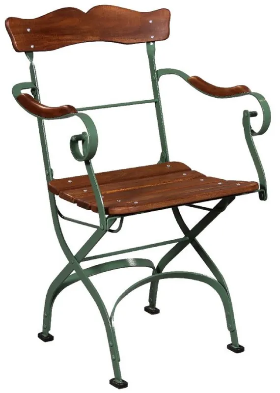 Markenprodukt Casa Padrino silla de jardín Art Nouveau de lujo con reposabrazos marrón / verde 57 x 50 x A. 92 cm - Silla de jardín y terraza - Muebles de Jardín y Terraza Art Nouveau