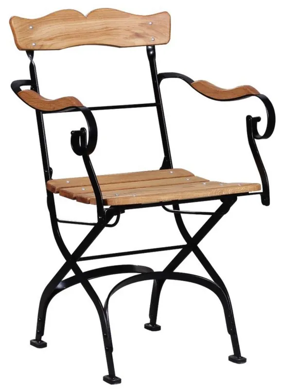 Angebot Casa Padrino silla de jardín Art Nouveau de lujo con reposabrazos marrón / negro 57 x 50 x A. 92 cm - Silla de jardín y terraza - Muebles de Jardín y Terraza Art Nouveau