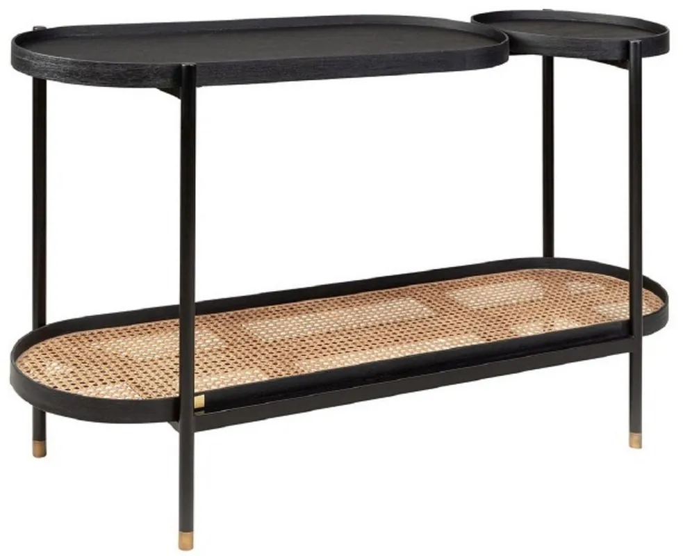 Preisreduziert Casa Padrino consola de lujo negro / natural / latón 134,5 x 42,5 x A. 78 cm - Muebles de Salón y Hotel - Calidad de Lujo