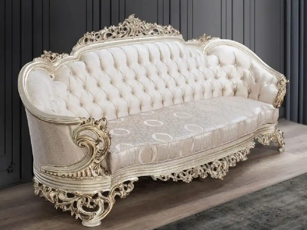 Meistverkauft Casa Padrino sofá barroco de lujo crema / beige / oro antiguo - Magnífico sofá de salón con patrón elegante - Muebles de salón barrocos