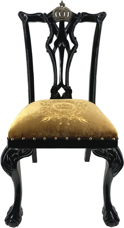 Pompöös by Casa Padrino silla de comedor barroco de lujo oro / negro - Silla barroco pomposa diseñada por Harald Glööckler - Muebles de comedor barrocos Sale