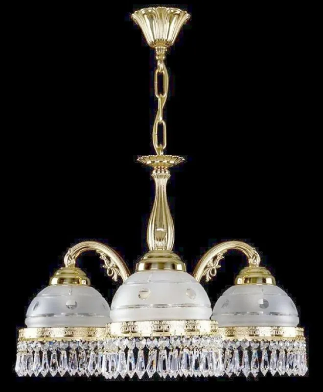 Casa Padrino lámpara colgante de latón barroco de lujo oro / blanco Ø 52 x A. 36 cm - Magnífica lámpara colgante de latón con cristal de Bohemia - Luces de cristal barroco Super-Preis