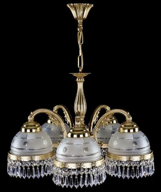Casa Padrino lámpara colgante de latón barroco de lujo oro / blanco Ø 52 x A. 36 cm - Lámpara colgante de latón con cristal de Bohemia - Luces de cristal barroco Sale