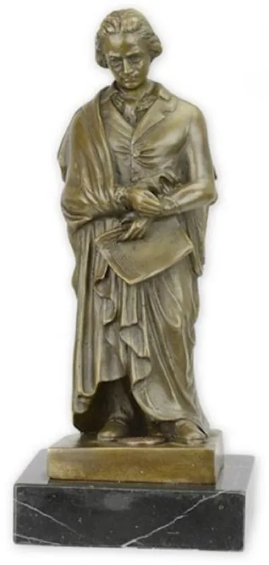 Günstig Casa Padrino escultura de bronce Art Nouveau de lujo Beethoven bronce / negro 7,4 x 6,5 x A. 17,1 cm - Figura de Bronce con Base de Mármol - Figura Decorativa - Accesorios Decorativos