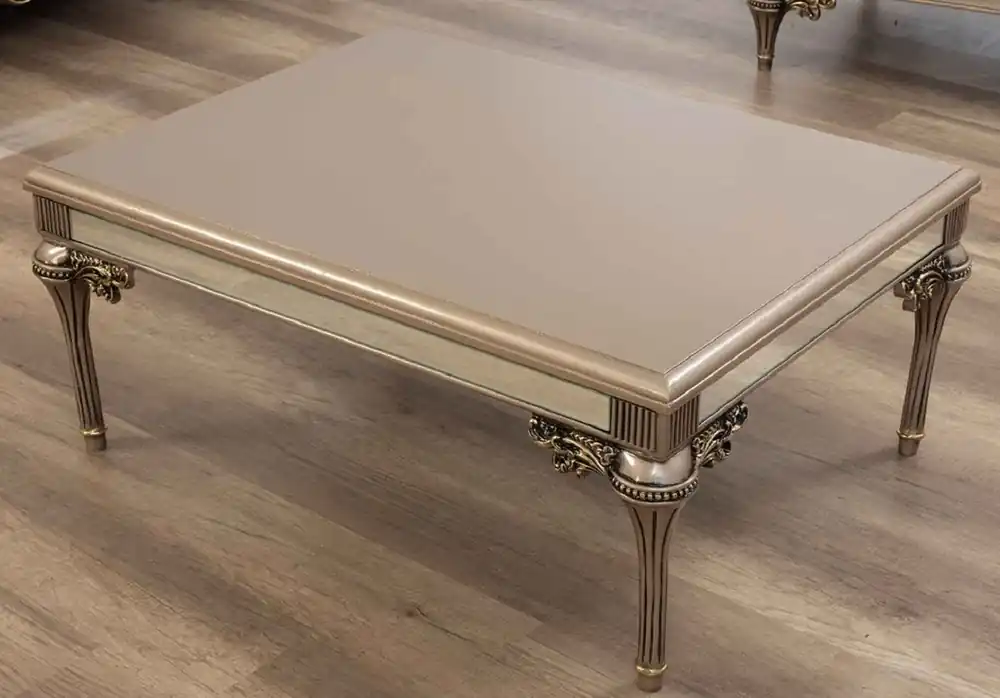 Echt Casa Padrino mesa de centro barroco de lujo gris / negro / oro - Magnífica mesa de salón de madera maciza en estilo barroco - Muebles de salón barrocos - Noble y Magnífico