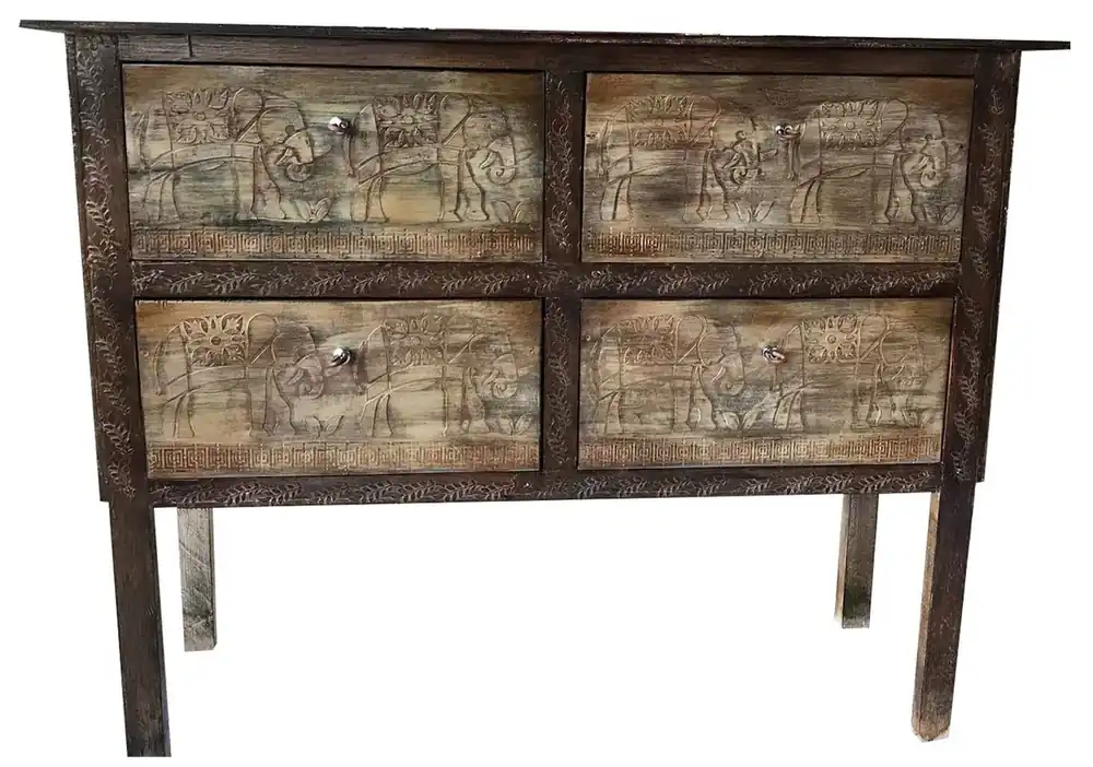 Casa Padrino cómoda de estilo campestre de lujo marrón oscuro antiguo - Gabinete de madera maciza hecho a mano con 4 cajones - Muebles de Estilo Campestre Schnäppchen