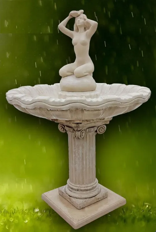 Casa Padrino fuente Art Nouveau gris Ø 125 x A. 179 cm - Magnífica fuente de jardín - Fuente de decoración de jardín - Accesorios de Decoración de Jardín Barroco y Art Nouveau Neu
