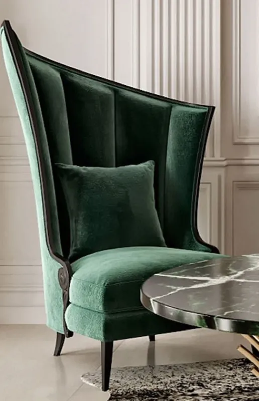 Neue Kollektion Casa Padrino Sillón Art Deco de Lujo Derecha Verde / Negro - Sillón Art Deco para Sala de Estar y Hotel - Muebles Art Deco para Sala de Estar y Hotel - Colección de Lujo