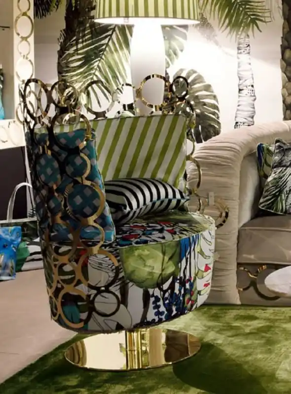Knallerangebot Casa Padrino Sillón de Lujo con Cojín Multicolor / Oro 75 x 60 x A. 116 cm - Muebles de Salón y Hotel de Lujo - Calidad Primera - Hecho en Italia