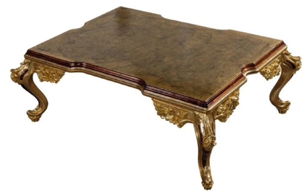 Rabatt Casa Padrino mesa de centro barroco de lujo oro / marrón - Mesa de centro de madera maciza de estilo barroco - Muebles de salón barrocos - Noble y Magnífico