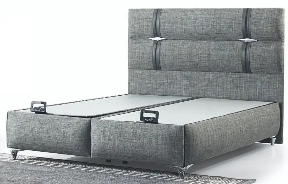 Casa Padrino cama doble de lujo gris - Cama moderna de madera maciza - Muebles de Dormitorio y de Hotel Moderno - Colección de Lujo Neue Ware