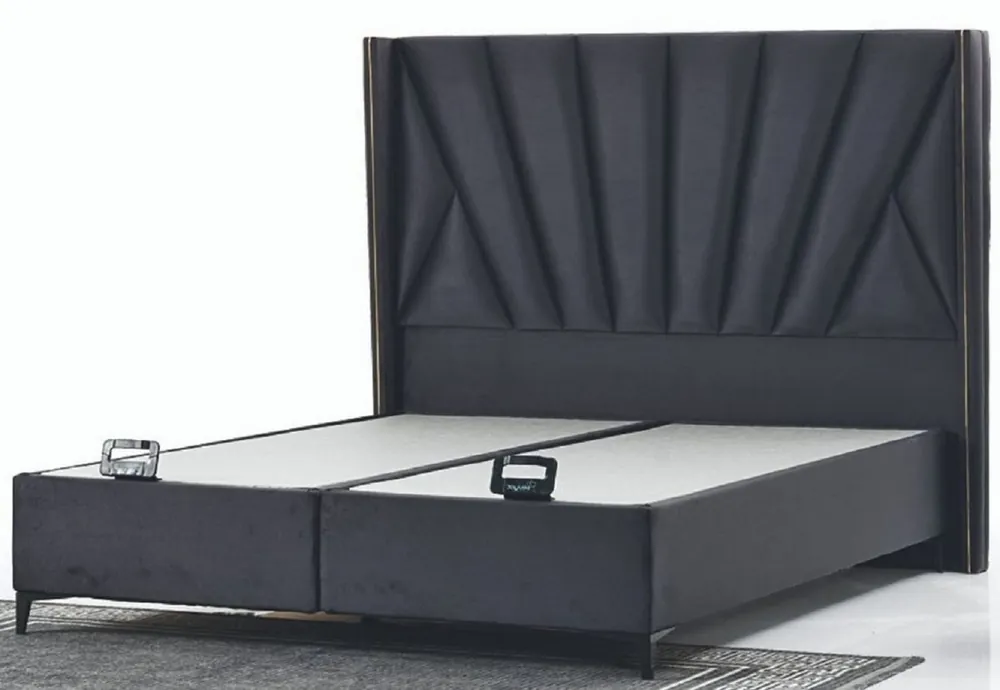 Casa Padrino cama doble de lujo antracita / negro - Cama moderna de madera maciza - Muebles de Dormitorio y de Hotel Moderno - Colección de Lujo Meistverkauft