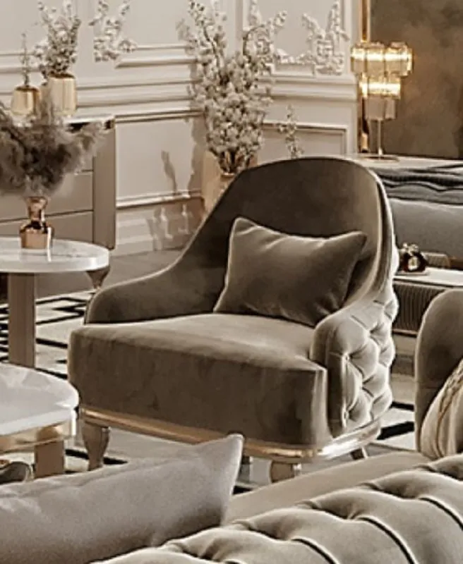 Casa Padrino sillón de salón Art Deco de lujo gris / oro 81 x 80 x A. 104 cm - Muebles de Salón Art Deco - Colección de Lujo Solange Der Vorrat Reicht