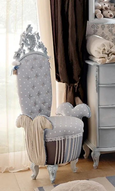 Sonderangebot Casa Padrino sillón infantil barroco de lujo gris / multicolor / azul claro - Magnífico sillón de habitación infantil en estilo barroco - Muebles de habitación infantil barrocos - Hecho en Italia