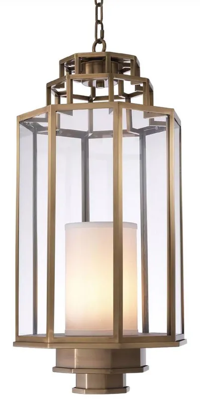 Sonderangebot Casa Padrino lámpara colgante de lujo latón antiguo / crema Ø 32,5 x A. 69 cm - Linterna de Hotel y Restaurante de Lujo - Colección de Lujo