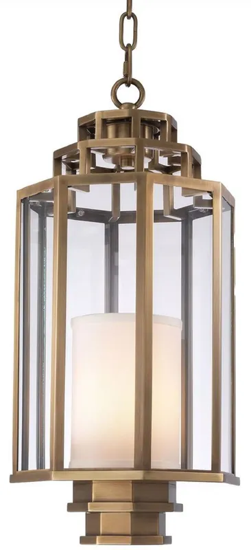 Casa Padrino lámpara colgante de lujo latón antiguo / crema Ø 24 x A. 55 cm - Linterna de Hotel y Restaurante de Lujo - Colección de Lujo Angebot