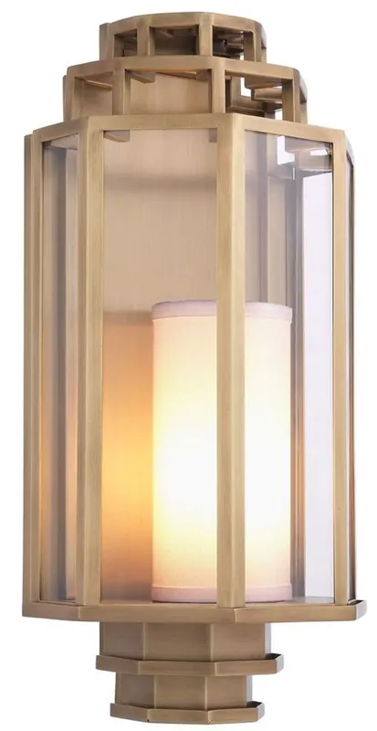 Casa Padrino lámpara de pared de lujo latón antiguo / crema 24 x 15 x A. 48,5 cm - Lámpara de Pared para Hotel y Restaurante - Colección de Lujo Nur Für Kurze Zeit