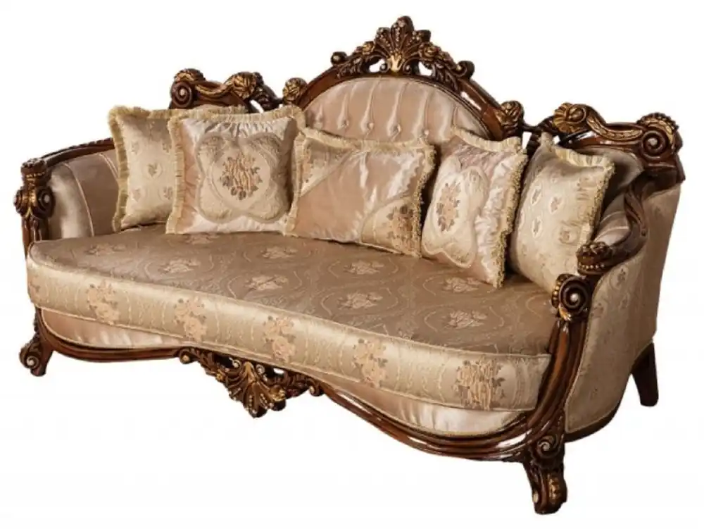 Neu Im Sortiment Casa Padrino sofá barroco de lujo beige / marrón / oro - Magnífico sofá de salón con patrón elegante - Muebles Barrocos - Noble y Magnífico