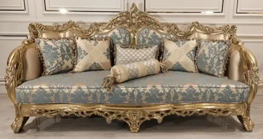 Casa Padrino sofá barroco de lujo con patrón elegante turquesa / rosa / oro - Sofá de salón hecho a mano en estilo barroco - Muebles de salón barrocos - Noble y Magnífico Meistverkauft