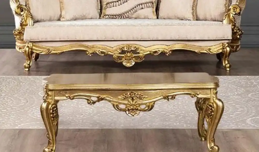 Casa Padrino mesa de centro barroco de lujo oro - Magnífica mesa de centro de madera maciza de estilo barroco - Muebles de salón y hoteles barrocos - Noble y Magnífica Zertifiziert