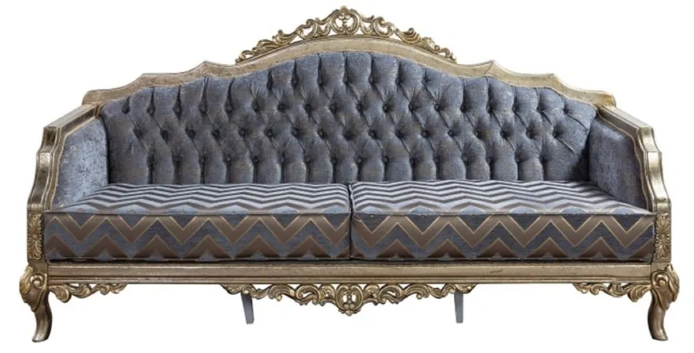 Casa Padrino sofá barroco de lujo azul / plata / oro - Sofá de salón hecho a mano en estilo barroco - Muebles de salón barrocos - Noble y Magnífico Sofort Bestellen