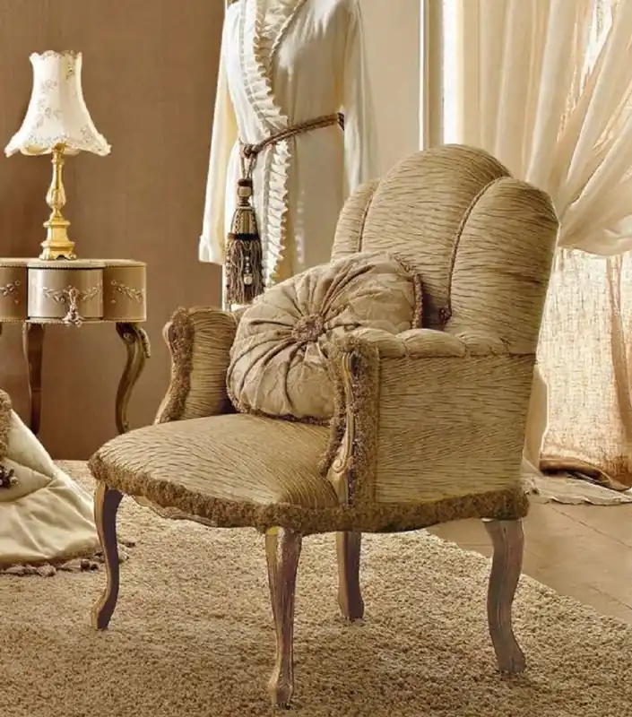 Must-Have Casa Padrino sillón de salón barroco de lujo beige / marrón - Muebles de salón y hotel barrocos de alta calidad - Calidad de primera clase - Hecho en Italia