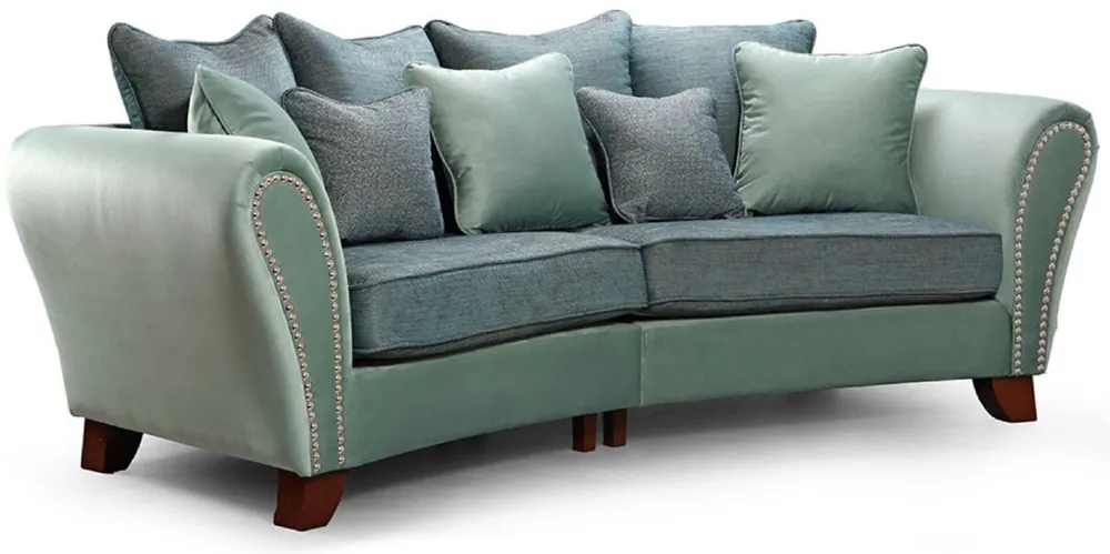 Neu Im Sortiment Casa Padrino sofá de 3 plazas de lujo verde / azul / marrón oscuro 290 x 120 x A. 100 cm - Sofá de salón curvo - Muebles de salón de lujo
