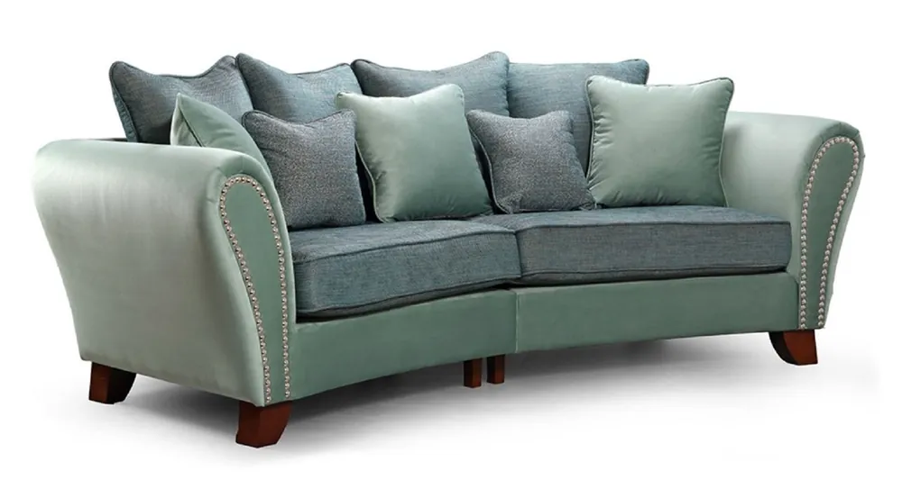 Markenware Casa Padrino sofá de 2 plazas de lujo verde / azul / marrón oscuro 250 x 120 x A. 100 cm - Sofá de salón curvo - Muebles de salón de lujo