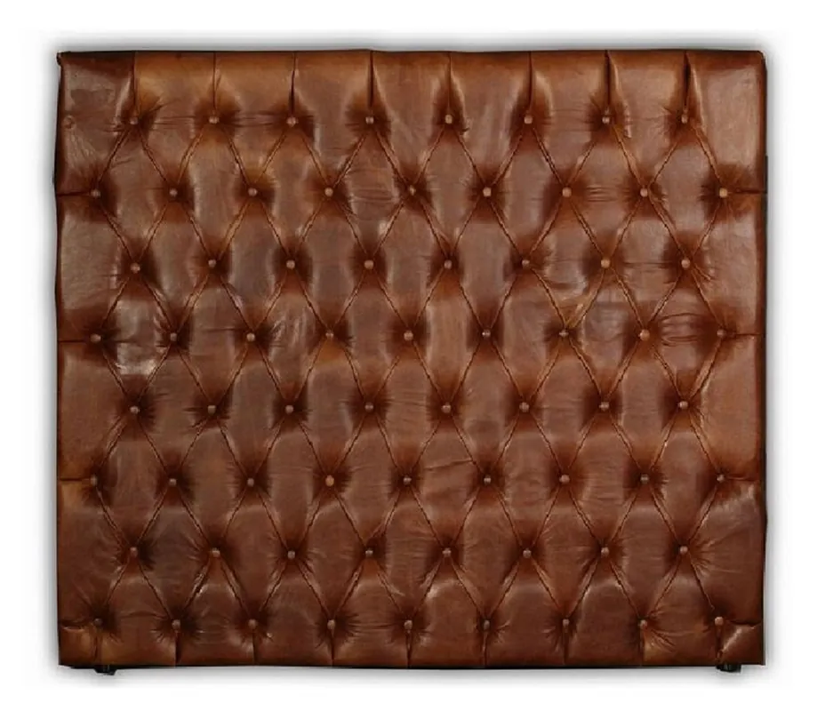 Casa Padrino Cabecero de Cama de Cuero Chesterfield de Lujo Marrón 180 x A. 140 cm - Muebles Chesterfield de Cuero Genuino para Dormitorio y Hotel - Colección de Lujo Aktuell