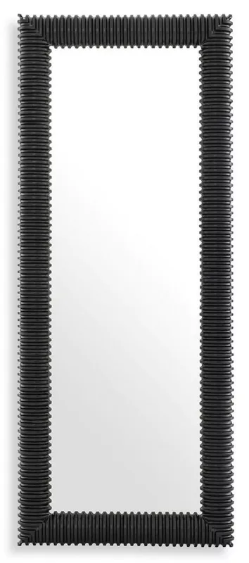 Casa Padrino espejo de pared de lujo negro 80 x 6 x A. 200 cm - Espejo rectangular con marco de caoba de alta calidad - Espejo de salón - Espejo de dormitorio - Espejo de armario - Muebles de Lujo Letzte Chance