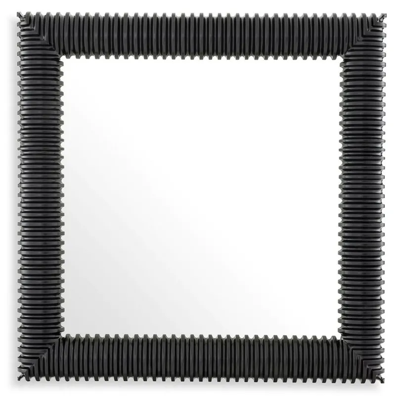 Mega-Angebot Casa Padrino espejo de pared de lujo negro 100 x 6 x A. 100 cm - Espejo cuadrado con marco de caoba de alta calidad - Espejo de salón - Espejo de dormitorio - Espejo de armario - Muebles de Lujo