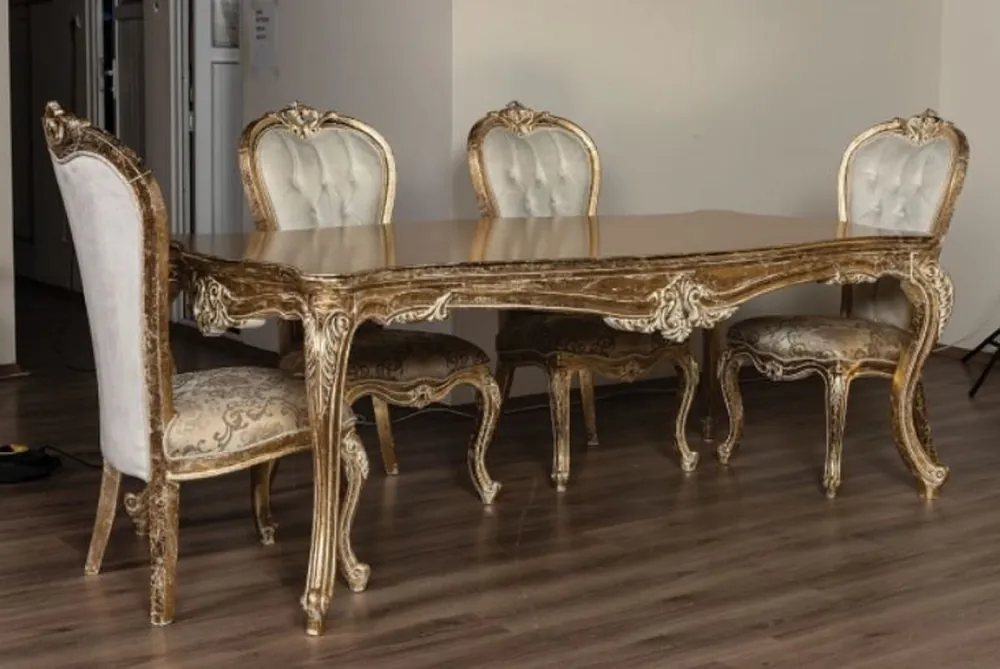 Meistverkauft Casa Padrino conjunto de sillas de comedor barroco de lujo blanco / oro / oro antiguo - Conjunto de 6 sillas de cocina hechas a mano con patrón elegante - Muebles de comedor barrocos