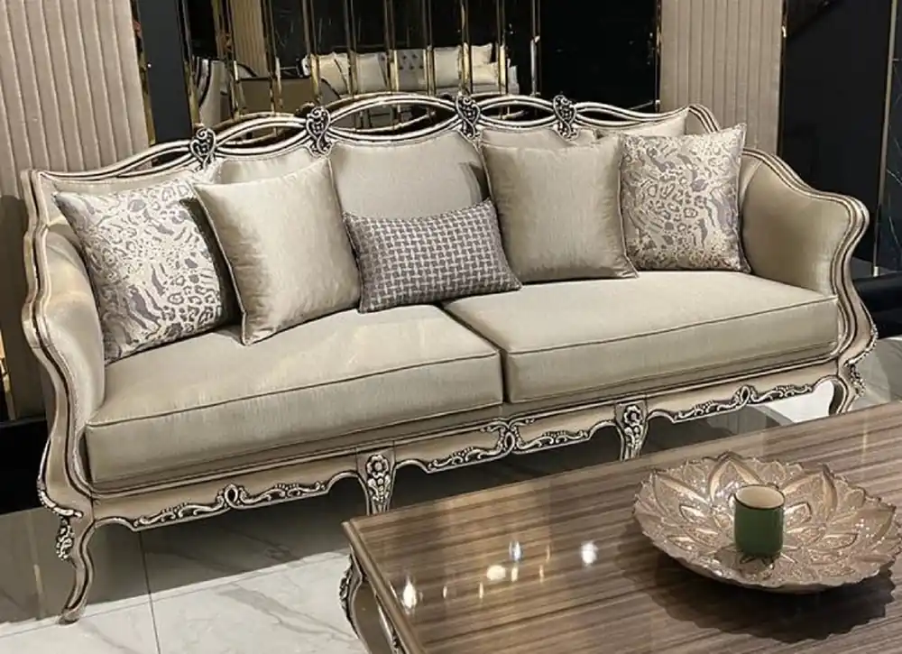 Casa Padrino sofá barroco de lujo oro / púrpura / oro - Sofá de salón hecho a mano con cojines decorativos - Muebles de salón en estilo barroco - Noble y Magnífico Preisreduziert