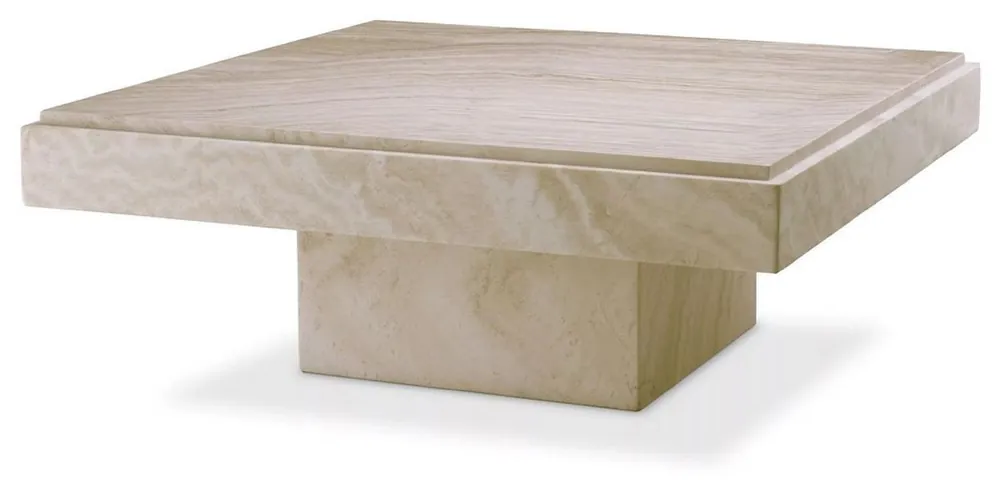 Casa Padrino mesa de centro de lujo beige 83 x 83 x A. 32 cm - Mesa de salón cuadrada de piedra natural travertino - Muebles de salón de lujo Garantierte Lieferung