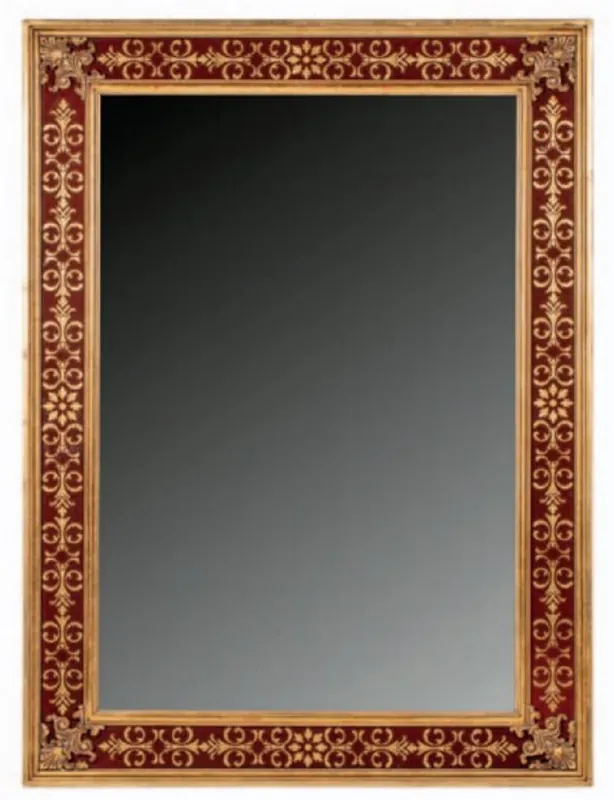 Abverkauf Casa Padrino espejo barroco de lujo rojo burdeos / oro - Espejo de pared rectangular de madera maciza en estilo barroco - Muebles Barrocos - Calidad de Primera Clase - Hecho en Italia
