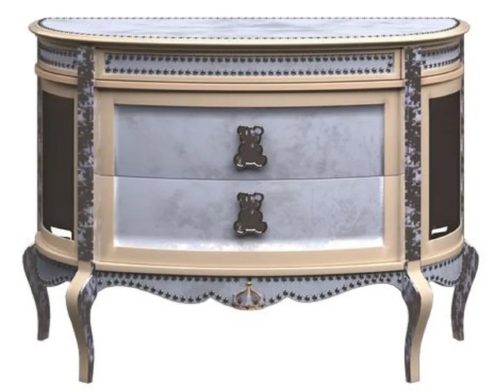 Sofort Bestellen Casa Padrino mesita de noche barroco de lujo azul / beige - Magnífica mesita de noche para niños - Muebles de habitación para niños barrocos - Calidad de Lujo - Hecho en Italia