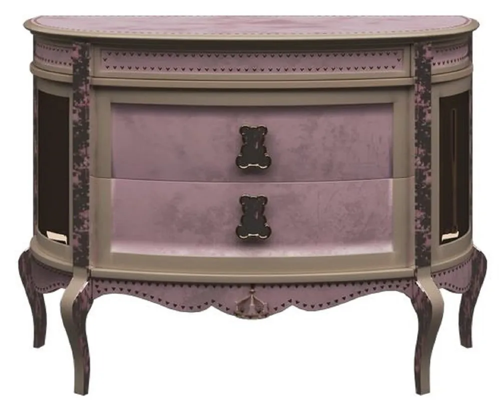 Bestpreis Casa Padrino mesita de noche barroco de lujo rosa / beige - Magnífica mesita de noche para niños - Muebles de habitación para niños barrocos - Calidad de Lujo - Hecho en Italia
