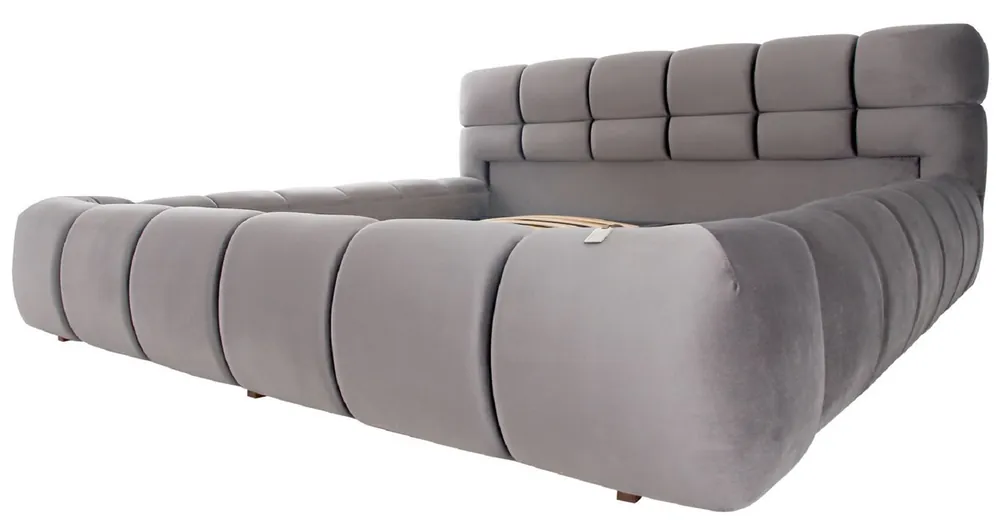 Neu Casa Padrino cama doble de lujo gris - Varios Tamaños - Cama moderna con cabecero y somier - Muebles de dormitorio modernos