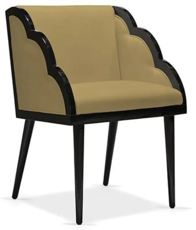 Casa Padrino silla de comedor Art Deco de lujo con reposabrazos ocre / negro 61 x 67 x A. 89 cm - Silla de cocina noble con tela de terciopelo - Muebles de Comedor Art Deco - Calidad de Lujo Aktuell