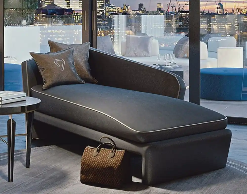 Casa Padrino Chaise Longue de Hotel de Lujo Gris / Blanco 178 x 98 x A. 80 cm - Recamier de Madera Maciza - Mobiliario de Hotel - Calidad de Lujo - Hecho en Italia Zertifiziert