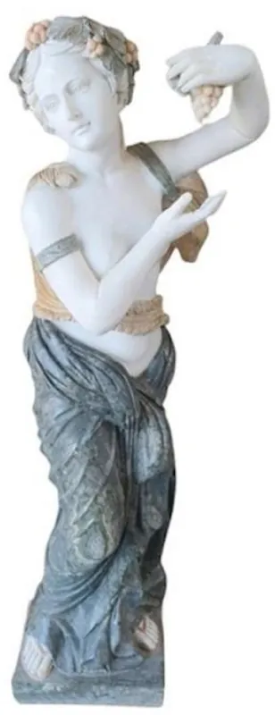Bestpreis Casa Padrino escultura de mármol Art Nouveau de lujo mujer con uvas negro / blanco / gris / beige - Figura de decoración de jardín - Accesorios de Decoración de Jardín Barroco y Art Nouveau