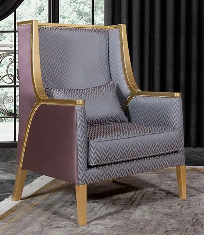 Solange Der Vorrat Reicht Casa Padrino sillón de salón barroco de lujo rosa / plata / púrpura / oro - Sillón de estilo barroco hecho a mano con patrón elegante - Muebles de salón barrocos