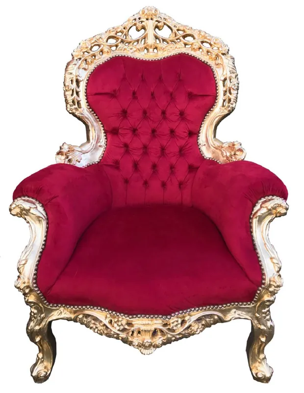 Casa Padrino sillón de salón barroco rojo burdeos / oro - Sillón de salón estilo antiguo hecho a mano - Magníficos muebles de salón barrocos Highlight