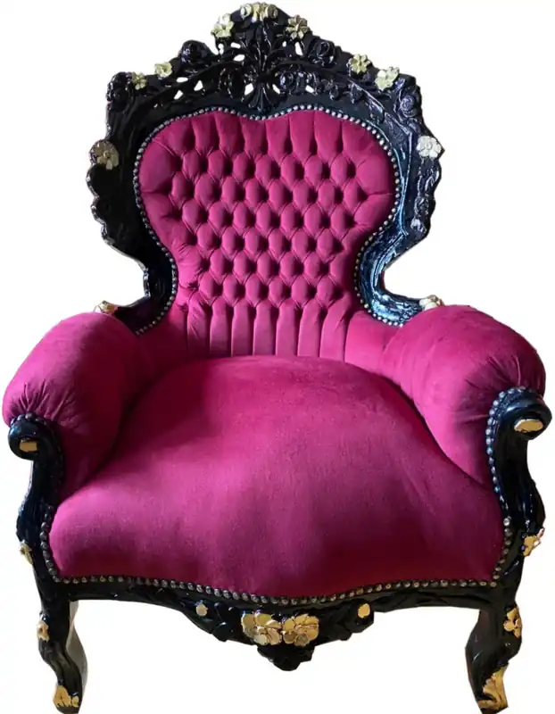 Casa Padrino sillón de salón barroco rojo burdeos / negro / oro - Sillón de salón estilo antiguo hecho a mano - Magníficos muebles de salón barrocos Abverkauf