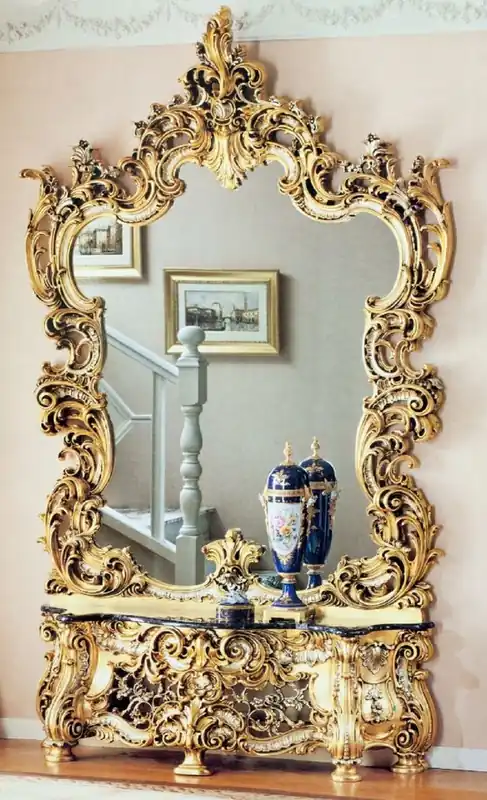 Top-Angebot Casa Padrino consola de espejo barroco de lujo con tapa de mármol oro / plata / negro - magníficos muebles de hotel y castillo - Calidad de Lujo - Hecho en Italia