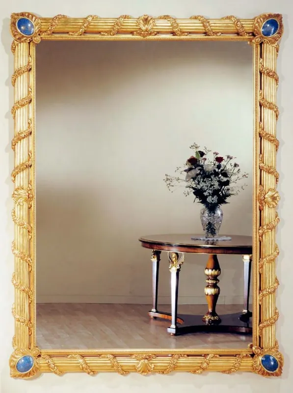 Casa Padrino espejo barroco de lujo oro / azul - Magnífico espejo de pared de madera maciza de estilo barroco - Muebles Barrocos - Calidad de Lujo - Hecho en Italia Geprüft