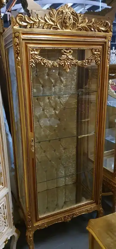 Casa Padrino vitrina barroco oro / marrón - Gabinete barroco con puerta de vidrio - Muebles de salón barrocos - Noble y Magnífico Zertifiziert