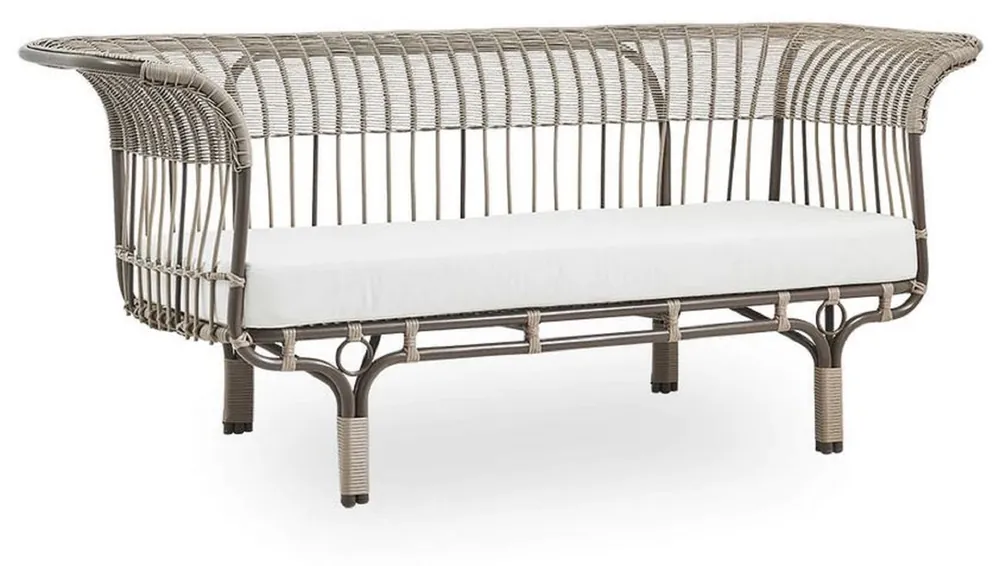 Jetzt Bestellen Casa Padrino sofá de jardín de lujo con cojín de asiento moca / beige / gris claro 193 x 76 x A. 81 cm - Sofá de jardín y terraza resistente a la intemperie - Muebles de Jardín y Terraza
