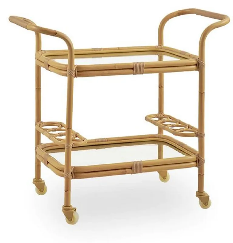 Casa Padrino carrito de servicio de exterior de lujo natural 89 x 45 x A. 82 cm - Carrito de jardín y terraza resistente a la intemperie - Accesorios de jardín y terraza - Calidad de lujo Top-Seller