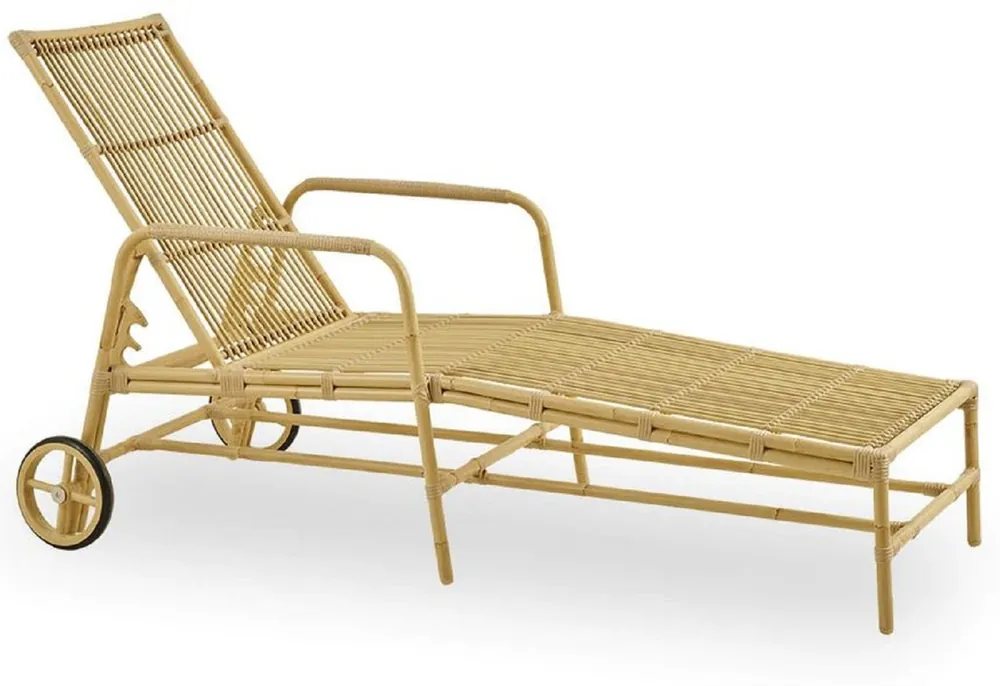 Casa Padrino tumbona de jardín de lujo natural 200 x 73 x A. 97 cm - Moderna tumbona resistente a la intemperie con respaldo regulable y reposabrazos - Muebles de piscina de hotel de jardín Versand Am Gleichen Tag